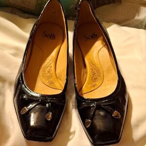 Sofft Black Flats Square Toe Slip-On
